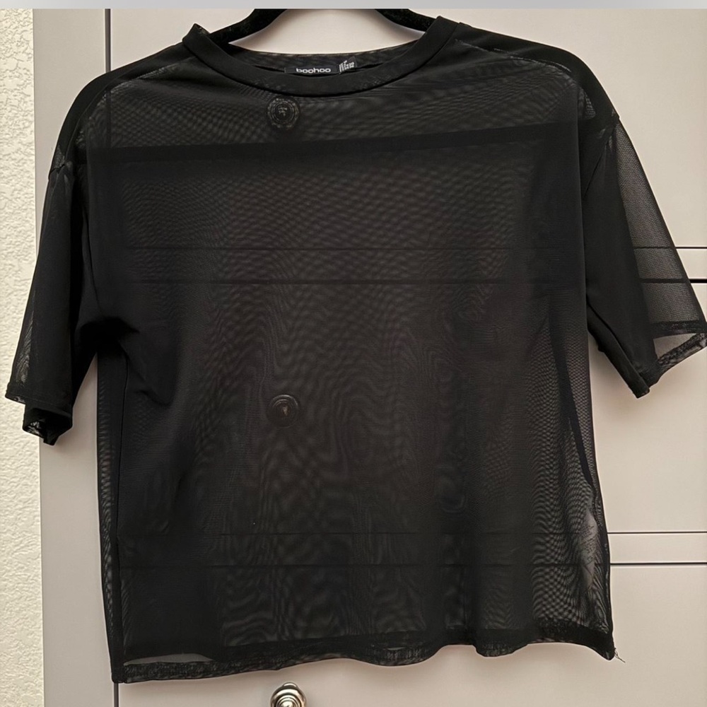 Boohoo Black Mesh Top
